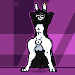 :3 animal_genitalia arms_above_head becoming_erect big_penis erection fully_sheathed genitals hands_behind_head huge_penis looking_at_viewer male one_eye_closed penis pixelated rabbit_ears sheath smile solo standing thick_thighs vein veiny_penis wink langui animal_humanoid humanoid lagomorph lagomorph_humanoid leporid leporid_humanoid mammal mammal_humanoid rabbit rabbit_humanoid 1:1 animated digital_media_(artwork) hi_res pixel_(artwork) pixel_animation