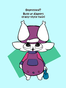 ambiguous_gender anthro cheek_tuft clothed clothing cutie_mark dialogue diaper diaper_under_clothing facial_tuft high-angle_view looking_at_viewer looking_up looking_up_at_viewer onesie sex_toy solo spread_legs spreading talking_to_viewer tuft vibrator wand_vibrator wearing_diaper dumpnfwump hasbro my_little_pony archie_(dumpnfwump) domestic_cat felid feline felis mammal hi_res