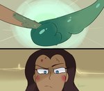 brown_body brown_skin celestebutterfly comic disney duo female goo_creature hair human mammal mewman not_furry queen_spiderbite slime_(svtfoe) star_vs._the_forces_of_evil