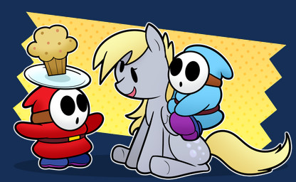 belt belt_buckle blonde_mane blue_clothing blue_footwear blue_robe blue_shoes brown_belt buckle clothing cutie_mark derp_eyes dot_eyes dotted_background duo eyelashes feathered_wings feathers featureless_arms female female_feral feral folded_wings food footwear fur grey_body grey_fur grey_hooves grey_wings hooded_robe hooves larger_female larger_feral long_mane long_tail male male_humanoid mane muffin open_mouth open_smile outline pattern_background pink_mouth plate plate_on_head quadruped red_clothing red_robe robe shoes simple_background simple_eyes sitting sitting_on_another size_difference smaller_humanoid smaller_male smile standing tail white_mask white_outline wings yellow_background yellow_tail cookieboy011 friendship_is_magic hasbro mario_bros my_little_pony mythology nintendo paper_mario derpy_hooves_(mlp) equid equine humanoid mammal mythological_creature mythological_equine pegasus shyguy 2024 alpha_channel crossover digital_drawing_(artwork) digital_media_(artwork) shaded