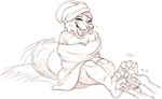 anthro bound feet female one_eye_closed solo tail tail_motion tailwag tickling tickling_feet towel towel_on_head towel_wrap puppinpop34 canid canine canis domestic_dog german_shepherd herding_dog mammal pastoral_dog hi_res