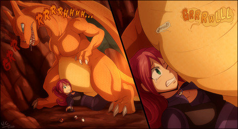 abdominal_bulge belly black_border border digestion duo female female_prey feral feral_pred human_prey imminent_vore male male_pred musclegut muscular muscular_feral muscular_male pecs pinned_by_belly pokeball rumbling_stomach size_difference slightly_chubby slightly_chubby_feral slightly_chubby_male vore incredibleediblecalico nintendo pokemon charizard generation_1_pokemon human mammal pokemon_(species) digital_media_(artwork) hi_res