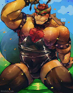 anthro areola arm_hair armband armpit_hair barazoku bedroom_eyes biceps big_muscles blush bodily_fluids body_hair bracelet bulge chest_hair claws clothed clothing collar confetti day eyebrows facial_hair fake_ears fake_rabbit_ears hair horn huge_muscles jewelry legwear leotard licking licking_lips licking_own_lips looking_at_viewer male muscular muscular_anthro muscular_male narrowed_eyes nipple_piercing nipple_ring nipples non-mammal_nipples outside pecs piercing pipe playboy_bunny pubes ring_piercing seductive self_lick shell sitting smile solo spiked_armband spiked_bracelet spiked_collar spiked_shell spikes spikes_(anatomy) stubble sweat sweatdrop teeth thick_arms thick_thighs thigh_highs tight_clothing tongue tongue_out makota_toh bowser_day mario_bros nintendo bowser koopa scalie 2025 absurd_res hi_res