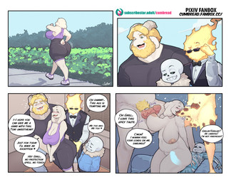 anthro anthro_on_anthro balls beard big_breasts big_butt blush bone breasts butt clothed clothing curvy_figure day dialogue erection eyewear faceless_character faceless_male facial_hair fellatio female female_on_top female_penetrated fire floppy_ears footwear foursome genitals group group_sex hair handjob horn huge_breasts ineffective_censorship inside interspecies larger_penetrated long_ears lying male male/female male_on_bottom male_penetrating male_penetrating_female mature_anthro mature_female mature_male motion_lines nipples nude on_back on_bottom on_top open_mouth oral outside parody penetration penile penile_penetration penis penis_in_vagina pubes sagging_breasts sex shoes size_difference skeleton slightly_chubby smaller_male standing sunglasses text thick_thighs tight_clothing tongue tongue_out vaginal vaginal_penetration voluptuous wide_hips workout_clothing cumbread animan_studios axel_in_harlem i_put_the_new_forgis_on_the_jeep undertale undertale_(series) asgore_dreemurr grillby sans_(undertale) toriel animated_skeleton boss_monster_(undertale) bovid caprine elemental_creature fire_creature mammal undead 2023 absurd_res censored comic digital_drawing_(artwork) digital_media_(artwork) english_text hi_res meme signature url
