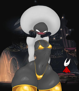 anthro bikini clothing db_drawsy duo female female/female gold_bikini swimwear two-piece_swimsuit hollow_knight:_silksong hollow_knight_(franchise) team_cherry hornet_(hollow_knight) lace_(hollow_knight:_silksong) absurd_res hi_res tagme