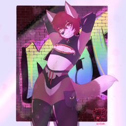 alternative_fashion angelbite_piercing anthro arm_warmers armwear bdsm_suit belly belly_blush blush body_blush brick brick_wall bulge bulging_balls clothing collar crop_top dancer_outfit dancewear dancing demonic demonic_eyes emo emo_haircut eyeshadow facial_piercing fangs femboy feminine_pose fetish_gear fur glowing glowing_body glowing_eyes gold_(metal) gold_jewelry goth graffiti graffiti_on_wall hair heterochromia jewelry jockstrap kemono kink_gear latex latex_clothing latex_legwear latex_skinsuit latex_stockings latex_thigh_highs latex_underwear leg_warmers legwear light light_eyes lingerie lip_piercing makeup male mouth_on_chest navel nipple_outline nipples open_mouth panties pecs piercing pockets rave rave_outfit rave_pants red_body red_eyes red_fur red_hair shirt skinsuit snakebite_piercing solo sparkles sparkling_background sparkling_eyes stockings teeth teeth_showing thigh_highs thong tight_clothing topwear translucent translucent_clothing translucent_panties translucent_underwear underwear wall_(structure) yellow_eyes katciao mythology nintendo pokemon canid canid_demon canine canis demon domestic_dog generation_6_pokemon hellhound humanoid hybrid mammal mega_banette mega_evolution mythological_canine mythological_creature pokemon_(species) 1:1 absurd_res hi_res lighting