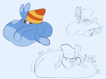 beak beanie belly big_belly big_butt blue_background blue_body blue_feathers blue_tongue butt chubby_cheeks clothing confusion duo exclamation_point eyelashes feathers feeding_tube female food_on_face glug hair hat hat_only headgear headgear_only headwear headwear_only huge_belly huge_butt limbless long_hair looking_at_another looking_at_viewer medical_instrument morbidly_obese morbidly_obese_female mostly_nude mostly_nude_female motion_lines mouth_closed multicolored_body multicolored_feathers no_pupils obese obese_female onomatopoeia open_beak open_mouth orange_beak orange_beanie orange_clothing orange_hat orange_headwear overweight overweight_female panicking question_mark red_eyes scientific_instrument simple_background sitting sitting_on_another sloshing_belly sound_effects striped_beanie text tongue tube_feeding tube_in_mouth two_tone_beanie two_tone_body two_tone_feathers weight_gain wide_eyed fizzooka angry_birds angry_birds_stella rovio_entertainment sega stella_(angry_birds) willow_(angry_birds) avian bird cockatoo columbid crowned_pigeon galah parrot pigeon 2023 digital_drawing_(artwork) digital_media_(artwork) english_description flat_colors hi_res multiple_images