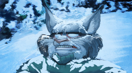 anthro black_eyebrows buccinator cheek_tuft clothed clothed_anthro clothed_male clothing countershade_face countershade_fur countershading cross-eyed ear_tuft evergreen_tree eyebrows facial_tuft fluffy frozen fur green_clothing green_sweater green_topwear grey_body grey_ears grey_fur inner_ear_fluff male male_anthro outside parody pink_nose plant pointy_ears prick_ears snow snow_on_fur solo spoiler sweater teeth topwear tree tuft turtleneck whiskers white_body white_countershading white_inner_ear_fluff white_whiskers atr111um disney stephen_king_(copyright) the_shining zootopia pawbert_lynxley canada_lynx felid feline lynx mammal cool_colors digital_media_(artwork) digital_painting_(artwork) english_description headshot_portrait hi_res painting_(artwork) portrait