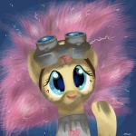 blue_background blue_eyes clothing dirty eyelashes eyewear female feral goggles hair heart_symbol looking_at_viewer mad_scientist pink_hair simple_background smile solo sparks yellow_body docwario dr._horrible's_sing-along_blog friendship_is_magic hasbro my_little_pony dr._adorable_(mlp) dr._horrible_(dhsab) fluttershy_(mlp) equid equine horse mammal pony 1:1 crossover hi_res