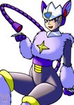 claws female machine solo pankanchan capcom mega_man_(series) pluto_(megaman) android felid feline humanoid mammal robot hi_res