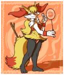 2019 3_toes absurd_res anthro athletic athletic_anthro athletic_female badminton_racket barefoot biped black_body black_fur border bra braixen breasts canid clothed clothing feet female full-length_portrait fur generation_6_pokemon hi_res holding_object holding_racket mammal megawolf77 multicolored_body multicolored_fur nintendo pokemon pokemon_(species) portrait racket red_body red_fur shuttlecock smile solo sports_bra sports_panties standing toes underwear white_body white_border white_fur yellow_body yellow_fur