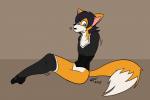 2_missing_limbs amputee anthro biped black_hair clothed clothing disability double_amputee femboy fur fused fused_legs hair male missing_all_arms missing_arm monopod orange_body orange_fur sitting solo white_body white_fur jasentamiia renee_(jasen_tamiia) canid canine fox mammal 2013 3:2