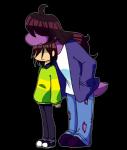 anthro clothed clothing duo footwear hair long_hair male oversized_clothing resting slanting standing sweater thin_calves thin_legs thin_thighs topwear torn_clothing ryn_(artist) deltarune undertale_(series) kris_(deltarune) susie_(deltarune) human mammal monster scalie 2018 absurd_res alpha_channel hi_res