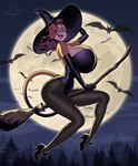 anthro armwear big_breasts biped breasts broom broom_riding cleaning_tool clothed clothing elbow_gloves female feral flying footwear full_moon gloves hair handwear hat headgear headwear high_heels holidays huge_breasts leggings legwear leotard logo long_hair looking_at_viewer moon night open_mouth outside pantyhose plant shoes skimpy slim solo tail text thick_thighs tree wide_hips witch_hat boosterpang halloween super_fuck_friends monique_pussycat bat domestic_cat felid feline felis mammal 2024 artist_logo english_text hi_res japanese_text
