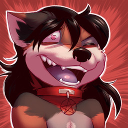 anthro black_hair collar hair heart_eyes heart_symbol looking_pleasured occult_symbol open_mouth orgasm_face pentacle pentagram purple_tongue solo symbol teeth tongue rinzy acid_(occultic_acid) canid canine canis mammal red_wolf wolf 1:1 digital_drawing_(artwork) digital_media_(artwork) hi_res nonbinary_(lore)