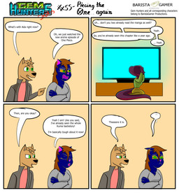 anthro bodily_fluids cochlear_implant_processor covered_eyes crossed_arms deaf dialogue electronics female floppy_ears folded_ears kneeling male simple_background tears television television_stand text baristagamerproductions ada_(gem_hunters) alfonso_(gem_hunters) phoebe_(gem_hunters) canid canine canis dingo felid feline mammal reptile scalie snake absurd_res comic english_text hi_res