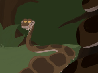 abdominal_bulge after_vore ambiguous_gender ambiguous_prey anthro bodily_fluids breasts coiling drooling duo female feral feral_pred forest forked_tongue grass happy jungle licking licking_lips looking_at_another male male/female plant predator/prey saliva tongue tongue_out tree vore snotnosedhound the_jungle_book kaa_(jungle_book) humanoid python reptile scalie snake hi_res unfinished