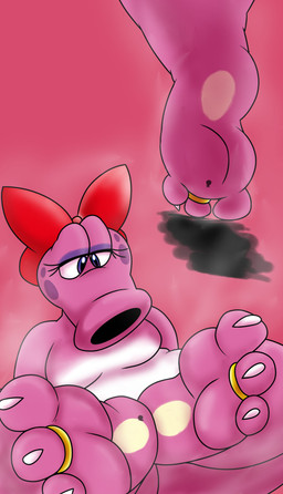 3_toes bow_ribbon claws digit_ring eyelashes feet female foot_fetish foot_focus jewelry multicolored_body musk red_bow ring simple_background smelly smelly_feet solo steamy_feet toe_claws toe_ring toes g3aaltthing mario_bros nintendo birdo_(character) birdo absurd_res hi_res