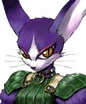 anthro female fur purple_body purple_fur simple_background solo white_background yellow_eyes sadamoto_yoshiyuki .hack cyberconnect2 mia_(.hack) domestic_cat felid feline felis mammal hi_res official_art