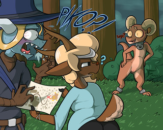 anthro clothing collar dialogue exhibitionism female femboy flat_chested genitals group horn male map nude plant public question_mark shortstack shortstack_female shortstack_male shrub tail text tree vulva fawxythings mythology piko_(simplifypm) pseftis_savra terryn_erdrich deer dragon kobold mammal mythological_creature mythological_scalie scalie 2019 5:4 digital_media_(artwork) english_text