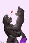 anthro clothing duo holding_character hug love male male/male underwear rufusinuzuka neon_panther slinx_(character) canid canine felid fox mammal panthera 2:3 absurd_res hi_res