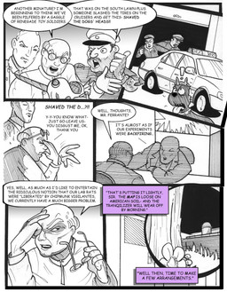 5_fingers annoyed anthro car clothing coat dialogue door eyewear fingers flower frown glasses group lab_coat male plant rangerplane text topwear vehicle wave chris_fischer dr._snow_(chris_fischer) canid canine canis domestic_dog human mammal comic english_text hi_res