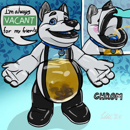 anthro bodily_fluids chrome dog_tags duo feces genital_fluids latex latex_body solo_focus text toilet translucent urine watersports cordi_wellington chrom animate_inanimate canid canine mammal 1:1 english_text hi_res