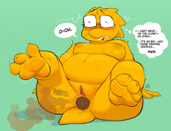 3_toes anthro anus areola big_areola big_breasts blush blush_lines bodily_fluids body_blush breasts breath buckteeth butt crowning_feces eyelashes eyewear fart fart_fetish feces feet female foot_blush freckles glasses half-closed_eyes narrowed_eyes navel nipples nude nude_anthro nude_female overweight overweight_anthro overweight_female pooping profanity puffy_areola rectangular_glasses scales shocked smelly solo sweat sweatdrop sweaty_body sweaty_butt teeth text toes wide_eyed yellow_body yellow_scales twistedfurby undertale_(series) alphys scalie 2025 english_text hi_res