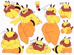 anthro big_butt breasts brown_body brown_fur butt featureless_breasts female fur sharp_teeth short_stack small_wings solo teeth thick_thighs wings hanaarts arthropod bee hymenopteran insect hi_res model_sheet