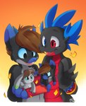 anthro armlet duo gem gift horn male plushie ruby_(gem) sapphire_(gem) blazemizu mythology circe_(zeptophidia) corops_blackscale stan_luckbun dragon lagomorph leporid mammal murid murine mythological_creature mythological_scalie rabbit rat rodent scalie wingless_dragon hi_res