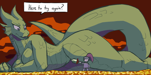 anthro breasts curvy_figure dialogue duo ear_fins female fin genitals green_body green_scales horn innuendo looking_back lying lying_on_ground male male/female melee_weapon non-mammal_breasts nude on_front on_ground presenting scales side_view size_difference speech_bubble sword tail text thick_tail thick_thighs ventral_scales vulva weapon coffaebeans deepest_sword mythology knight_(deepest_sword) long_the_dragon dragon human mammal mythological_creature mythological_scalie reptile scalie wingless_dragon digital_media_(artwork) english_text hi_res