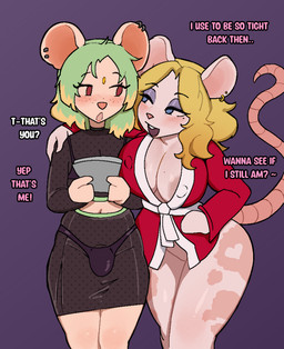 anthro areola areola_slip bathrobe bathrobe_only bulge clothing dialogue duo female femboy male nipple_outline question_mark robe robe_only text white_text uniimom toofy's_mom_(character) toofy_(character) mammal murid murine rat rodent 2025 digital_media_(artwork) english_text hi_res incest_(lore) mother_(lore) mother_and_child_(lore) mother_and_son_(lore) parent_(lore) parent_and_child_(lore) parent_and_son_(lore) son_(lore)