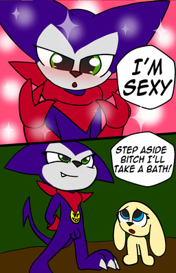 balls dialogue female genitals male male/male nude penis profanity text conditional_dnp theyiff bandai_namco digimon digimon_(species) impmon salamon comic english_text hi_res