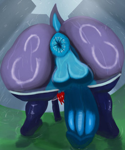 anthro anus areola balls big_anus big_balls big_butt big_penis blue_anus blue_areola blue_balls blue_clothing blue_legwear blue_penis blue_thigh_highs bodily_fluids butt clothing dripping genital_fluids genitals green_eyes hair huge_balls huge_butt huge_penis legwear male penis precum precum_drip raining red_hair solo thigh_highs wide_hips ceooffloridaman fan_character eulipotyphlan hedgehog mammal hi_res
