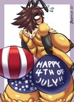 american_flag areola big_breasts big_butt blush bodypaint breasts brown_hair butt female hair holidays huge_butt nipples painted_butt solo thick_thighs united_states_of_america bepinips 4th_of_july aphis_(bepinips) arthropod bee hymenopteran insect absurd_res hi_res