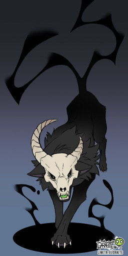 2_tails bone feral horn male multi_tail quadruped shadow skull skull_head solo tail conditional_dnp draite mythology textoris_(draite) canid canid_demon canine demon felid feline hellhound hybrid mammal monster mythological_canine mythological_creature pantherine hi_res