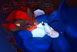 anthro asphyxiation bear_hug black_body blue_body blue_fur breath_play dialogue duo fur male male/male multicolored_body multicolored_fur red_body text tight_hug two_tone_body two_tone_fur krazyelf sega sonic_the_hedgehog_(series) sonic_unleashed shadow_the_hedgehog sonic_the_hedgehog sonic_the_werehog eulipotyphlan hedgehog mammal werecreature wereeulipotyphlan werehog english_text hi_res