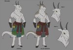 absurd_res anthro clothing english_text hi_res hooves horizontal_pupils horn lamp lantern male mercedes_(species) model_sheet pupils purpleground02 realms_of_elaria solo text
