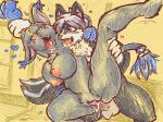 accessory ahegao anthro anthro_on_anthro anthrofied areola balls big_breasts big_nipples black_body black_fur blush bodily_fluids breasts chest_fur cum cum_in_pussy cum_inside digiphilia duo ear_tuft erection eyebrows fangs female female_penetrated french_kissing from_behind_position fur furgonomics genital_fluids genitals heart_symbol interspecies jewelry kissing looking_pleasured male male/female male_penetrating male_penetrating_female nipples open_mouth penetration penile penile_penetration penis penis_in_pussy pussy raised_leg ring saliva saliva_string sex tail tail_accessory tail_jewelry tail_ring teeth tongue tongue_out tuft vaginal vaginal_penetration ramdoctor bandai_namco digimon blackgatomon digimon_(species) felid mammal mephitid skunk 2017 4:3 hi_res