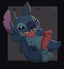 4_fingers antennae_(anatomy) anthro balls blue_body blue_claws blue_fur blue_nipples blue_nose claws erection feet fingers fur genitals gesture hair hand_gesture head_tuft looking_at_viewer male middle_finger multi_limb multi_nipple nipples notched_ear nude open_mouth penis presenting simple_background solo toes tuft unusual_anatomy unusual_genitalia unusual_penis zeklullaby disney lilo_and_stitch stitch_(lilo_and_stitch) alien experiment_(lilo_and_stitch) alternate_version_at_source digital_media_(artwork) hi_res
