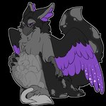 3_toes animal_genitalia beak black_body duo feathered_wings feathers feet genitals purple_eyes sheath sheath_vore telegram_sticker toes vore wings symrea mythology rigel_(draskmacaw) avian gryphon mythological_avian mythological_creature 1:1 alpha_channel