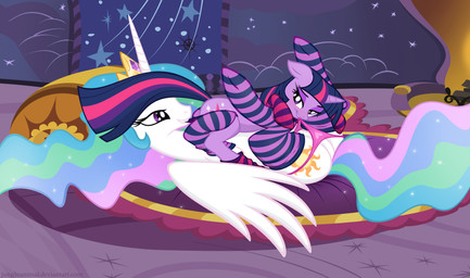 2012 69 bed cutie_mark duo equine female feral friendship_is_magic hi_res horn junglepony lesbian mammal my_little_pony oral oral_sex panties princess princess_celestia_(mlp) purple_eyes royalty sex size_difference socks twilight_sparkle_(mlp) underwear unicorn winged_unicorn wings
Rating: Questionable
Score: 26
User: DragonRanger
Date: February 22, 2012