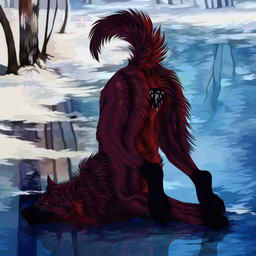 animal_genitalia animal_vulva ass_up bodily_fluids canine_genitalia canine_vulva cheek_tuft cum cum_in_vagina cum_inside cum_on_vulva facial_tuft female feral fur genital_fluids genitals ice leg_markings leg_tuft lying markings mouth_closed narrowed_eyes neck_tuft on_front outside purple_body purple_fur purple_tail red_body red_fur red_tail side_view snow socks_(marking) solo tail text tuft vulva yellow_eyes msdeadsoul canid canine mammal 1:1 2024 artist_name dated hi_res