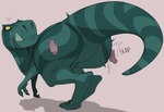 ambiguous_feral ambiguous_gender bestiality big_butt big_tail butt butt_bongos butt_focus butt_slap claws digitigrade disembodied_hand duo fangs featureless_crotch feral green_body green_scales human_on_feral interspecies looking_back male male_on_feral rear_view scales shadow simple_background slap solo_focus spanking striped_body striped_scales stripes surprise tail tan_background teeth turning_around yellow_sclera anonymous_artist primal_(series) fang_(primal) dinosaur human mammal prehistoric_species reptile scalie theropod tyrannosaurid tyrannosauroid tyrannosaurus tyrannosaurus_rex hi_res female_(lore)