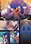 anthro blue_body blue_fur bodily_fluids clothing cosplay costume crying duo frankenstein_costume fur green_eyes halloween_costume holidays male scared smile tail tears kosafordraw halloween sega sonic_the_hedgehog_(series) sonic_the_hedgehog chao_(sonic) 2023 comic hi_res