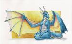 anthro breasts claws eyelashes featureless_breasts female horn kneeling looking_at_viewer membrane_(anatomy) membranous_wings nude scales sitting slightly_chubby smile solo spread_wings tail wings obelys mythology eelowyn dragon mythological_creature mythological_scalie scalie painting_(artwork) traditional_media_(artwork) watercolor_(artwork)