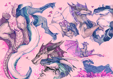 anus claws duo ear_frill fangs female female/female female_feral feral feral_on_feral fingering french_kissing frill_(anatomy) fur genitals horn kissing paws tail teeth text tongue tongue_out vaginal vaginal_fingering vulva wings womb_tattoo ket-dawnatsunset mythology hido maselkov dragon furred_dragon furred_scalie mythological_creature mythological_scalie scalie hi_res url