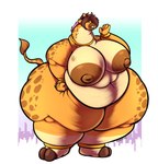 anthro areola belly big_belly big_breasts big_butt biped breasts brown_eyes brown_hair butt city fat_rolls feet female fur hair horn huge_belly huge_breasts huge_butt huge_thighs long_neck macro morbidly_obese morbidly_obese_anthro morbidly_obese_female navel nipples obese obese_anthro obese_female ossicone overweight overweight_anthro overweight_female pink_hair solo standing tail tail_tuft thick_thighs tuft yellow_body yellow_fur hoodee kubwa_kalua giraffe giraffid mammal 2021 absurd_res colored digital_drawing_(artwork) digital_media_(artwork) hi_res shaded
