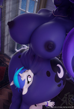 anthro areola big_breasts biped blue_body blue_hair breasts cunnilingus duo eyelashes female female/female hair horn huge_breasts nipples nude oral pupils sex thick_thighs vaginal white_body wide_hips sfrogue friendship_is_magic hasbro my_little_pony mythology princess_luna_(mlp) vinyl_scratch_(mlp) equid equine mammal mythological_creature mythological_equine unicorn 3d_(artwork) digital_media_(artwork) hi_res