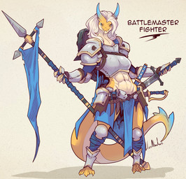 abs anthro armor biped breasts claws clothed clothed_anthro clothed_female clothing countershade_torso countershading feet female fingers front_view hair horn looking_at_viewer medium_breasts muscular muscular_anthro muscular_female navel non-mammal_breasts non-mammal_hair non-mammal_navel simple_background smile solo standing tail teeth text toes lluisabadias mythology dragon mythological_creature mythological_scalie scalie 2026 absurd_res digital_drawing_(artwork) digital_media_(artwork) english_text hi_res